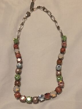 Mariana Pastel Crystal Necklace in Pink, Green, Blue & Cream